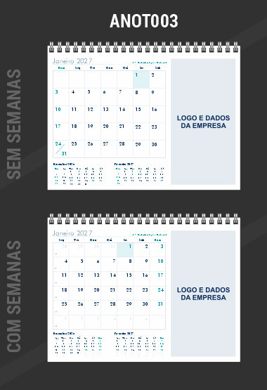 Calendário de Mesa Anotação Referência ANOT003