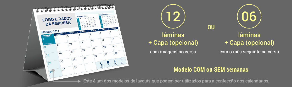 Calendário de Mesa Modelo Anotação