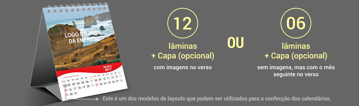 Calendário de Mesa Modelo Mês Corrido