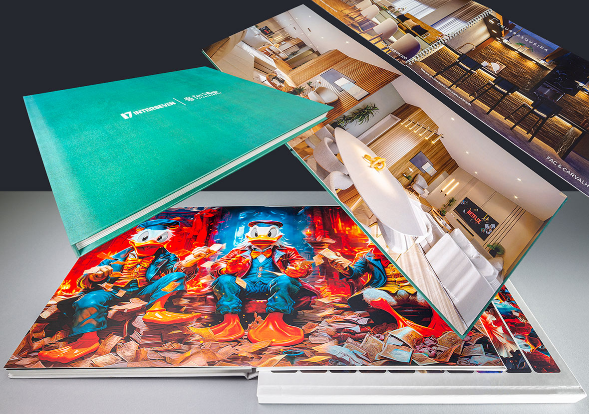 Fotobook e cat&aacute;logo de luxo com abertura 180 graus e p&aacute;ginas r&iacute;gidas - Elograf Fine Art